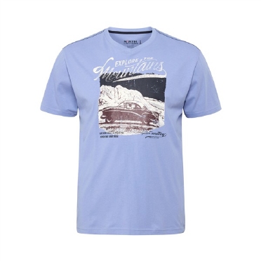 North Latitude T-shirt 'Explore the Mountains', l. blauw