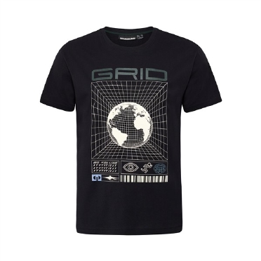 North Latitude T-shirt m. techno print, zwart