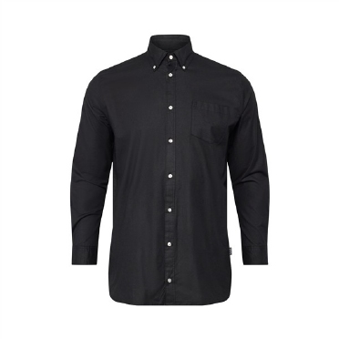 North Latitude Oxford shirt lange mouw, zwart