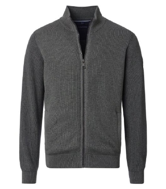 Casa Moda Cardigan vest met rits, grijsolijf