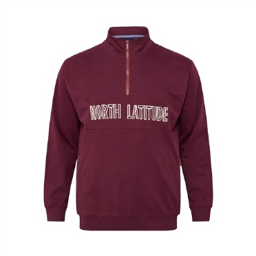 North Latitude sweatshirt m. print + rits, bordeaux