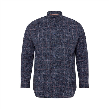 North Latitude overhemd all-over print LM, navy
