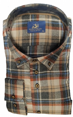 Eden Valley overhemd regular fit geruit, beige-bl-br