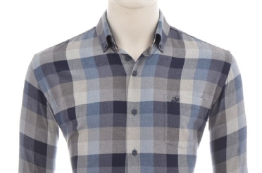 Eden Valley overhemd regular fit geruit, grijs-blauw