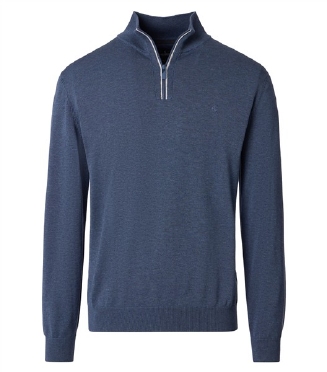 Casa Moda Sweatshirt m. rits in boord, blauw
