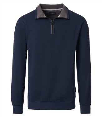 Casa Moda Sweatshirt m. rits in kraag, navy