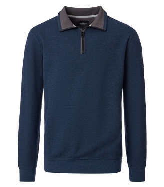 Casa Moda Sweatshirt m. rits in kraag, blauw