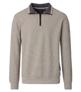 Casa Moda Sweatshirt m. rits in kraag, beige
