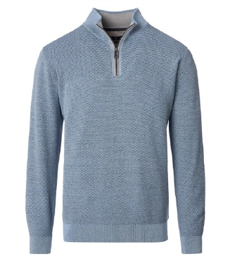 Casa Moda Sweatshirt m. rits in boord, lichtblauw
