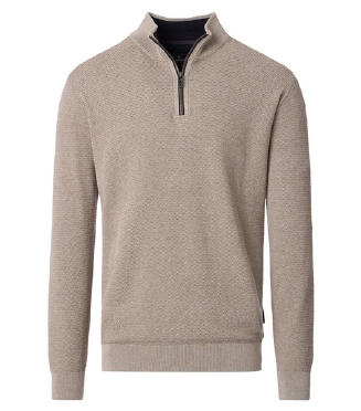 Casa Moda Sweatshirt m. rits in boord, beige