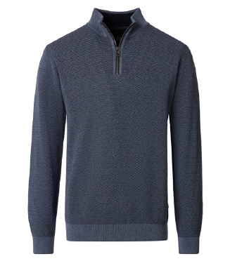 Casa Moda Sweatshirt m. rits in boord, blauwgrijs