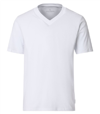 Casa Moda T-shirt V-hals 2-pack, effen wit