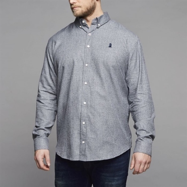 North 56°4  Overhemd LM Soft katoen, grijs melée