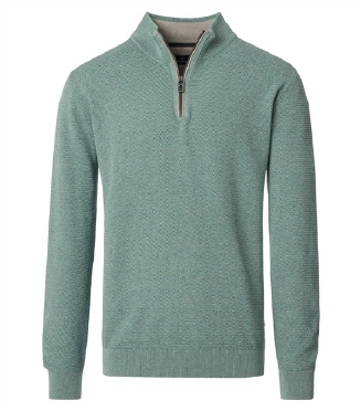 Casa Moda Sweatshirt m. rits in boord, mintgroen