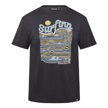 North Latitude T-shirt print 'Surfing wave', zwart