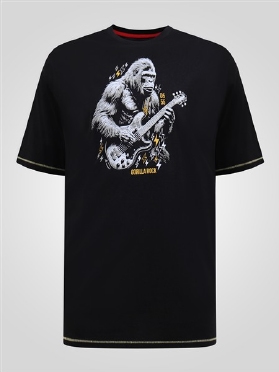 D555 T-shirt 'Gitaarspelende gorilla', zwart