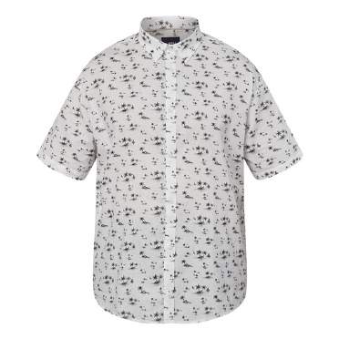 North Latitude shirt katoen/linnen Palmen, wit