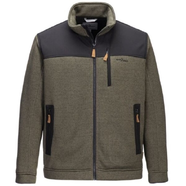 Blue Wave Micro-Fleece jas m. softshell afwerking, olijf