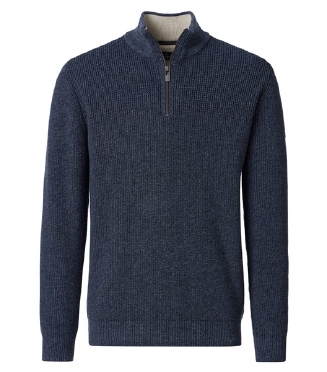 Casa Moda Sweatshirt m. rits in boord, india blue