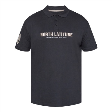 North  polo m. borduur North Latitude, zwart