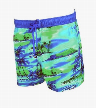 Zwemshort 'Blue Island', cobalt/groen