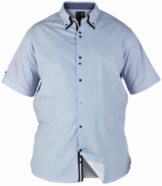 D555 overhemd COOPER contrast boord, blauw fijn streepje