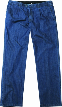 Zomer chino denim m. elastiekboord, jeansblauw