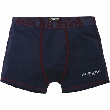 Replika boxershort m. stretch, navy blauw/rood