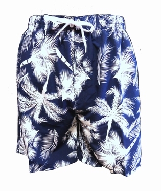 Zwemshort Palm, navy-wit