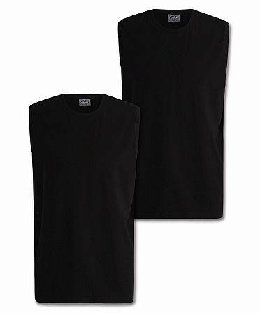 Ahorn Tanktop 2-pack Basic, effen zwart