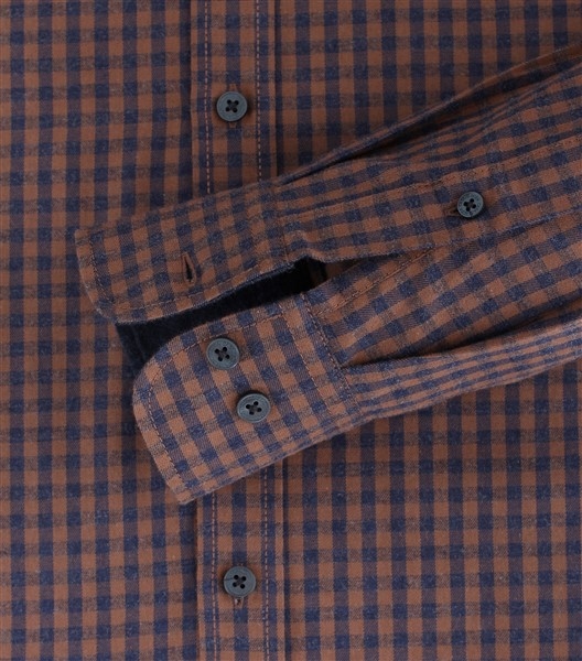 Casa Moda Kent overhemd Casual Fit, bruin/blauw
