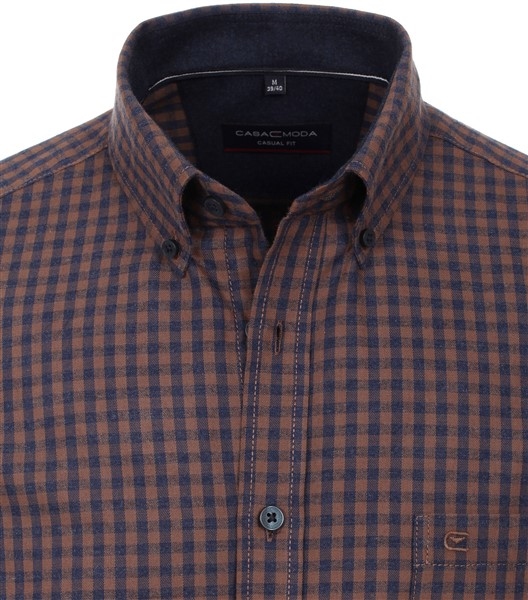 Casa Moda Kent overhemd Casual Fit, bruin/blauw