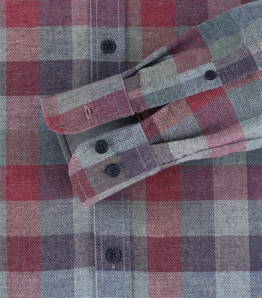 Casa Moda Kent overhemd LM Casual Fit, ruit bordo/blauw