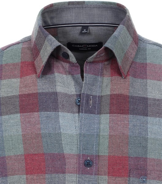 Casa Moda Kent overhemd LM Casual Fit, ruit bordo/blauw