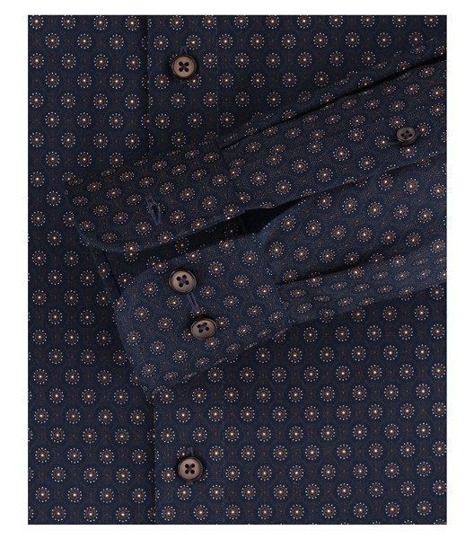 Casa Moda Kent overhemd LM Comfort Fit, navy m. rozetjes
