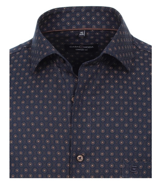 Casa Moda Kent overhemd LM Comfort Fit, navy m. rozetjes