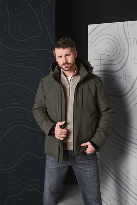 Casa Moda Outdoor winterjas m. afn. capuchon, donkergroen