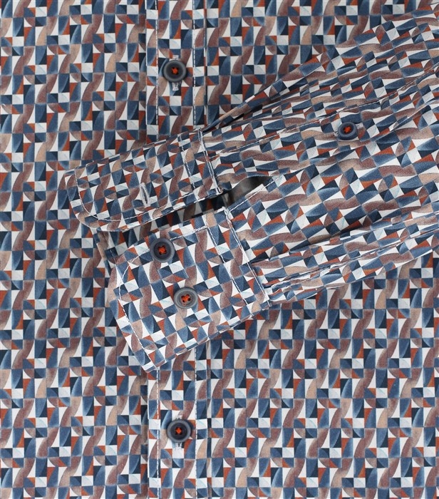 Casa Moda overhemd Casual Fit, blauw/bruin