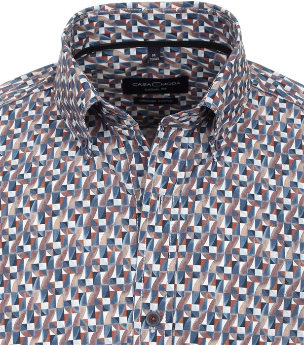 Casa Moda overhemd Casual Fit, blauw/bruin
