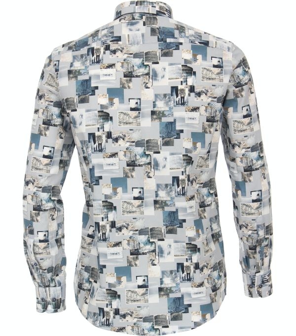 Casa Moda overhemd Casual Fit, blauw fotoprint