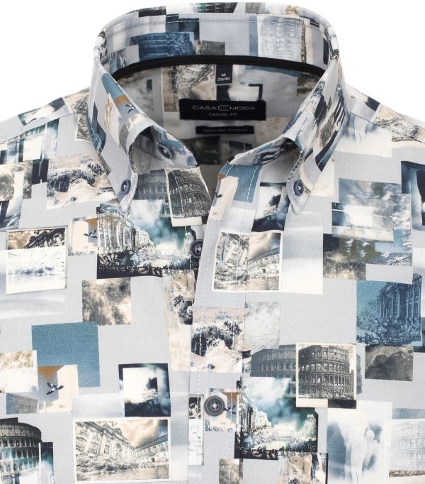 Casa Moda overhemd Casual Fit, blauw fotoprint