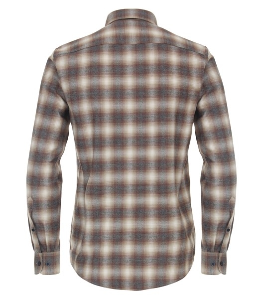 Casa Moda overhemd Casual Fit, bruin geblokt