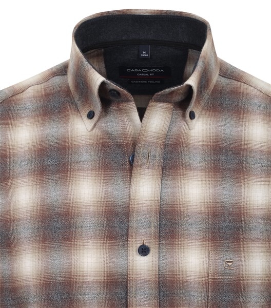 Casa Moda overhemd Casual Fit, bruin geblokt