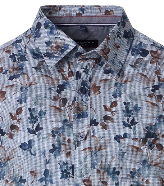 Casa Moda overhemd Casual Fit bloem, blauw