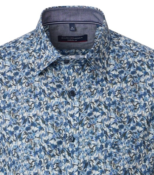 Casa Moda overhemd Casual Fit bloemen, blauw