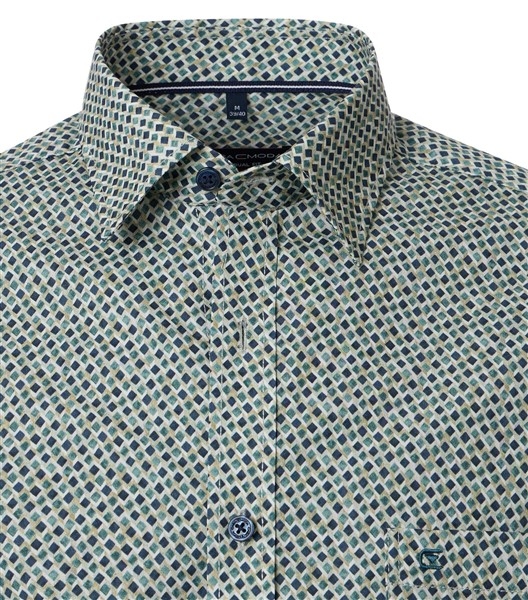 Casa Moda overhemd Casual Fit blokje, groen