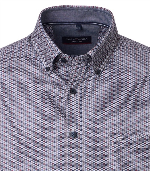 Casa Moda overhemd Casual Fit bolletjes, blauw/rood