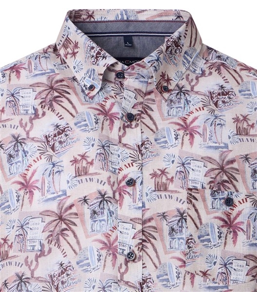 Casa Moda overhemd Casual Fit Hawaii Palm, rood