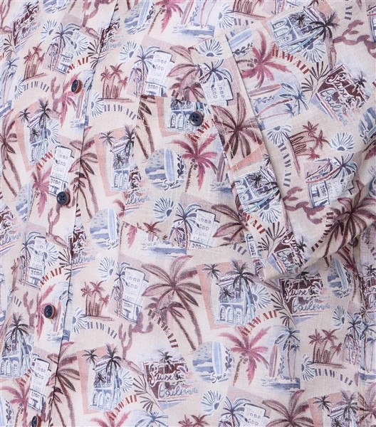 Casa Moda overhemd Casual Fit Hawaii Palm, rood
