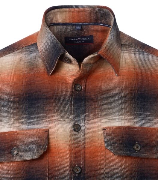 Casa Moda overhemd softfeel Casual Fit, oranje/grijs